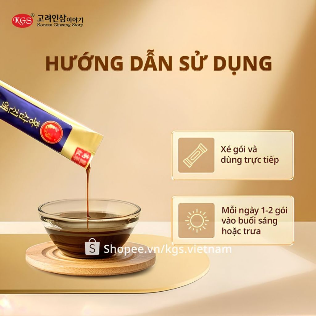 Nước Hồng Sâm Hàn Quốc KGS Tonic Gold – Hồng Sâm 6 Năm Bổ Sung Vitamin C, B3 - hộp 10 gói/ 60 gói