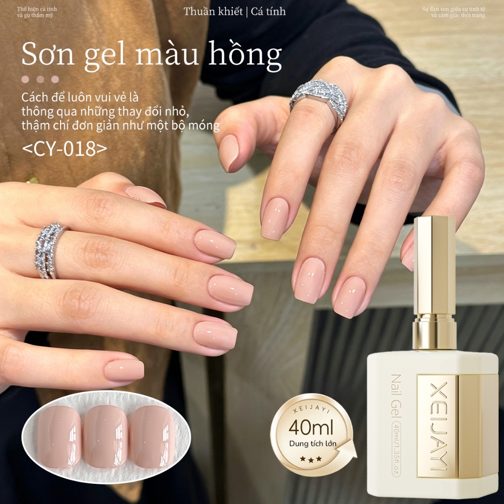 XEIJAYI 40ml - Sơn móng tay dạng gel màu hồng nude tông ấm, lâu trôi, phù hợp cho mọi mùa.