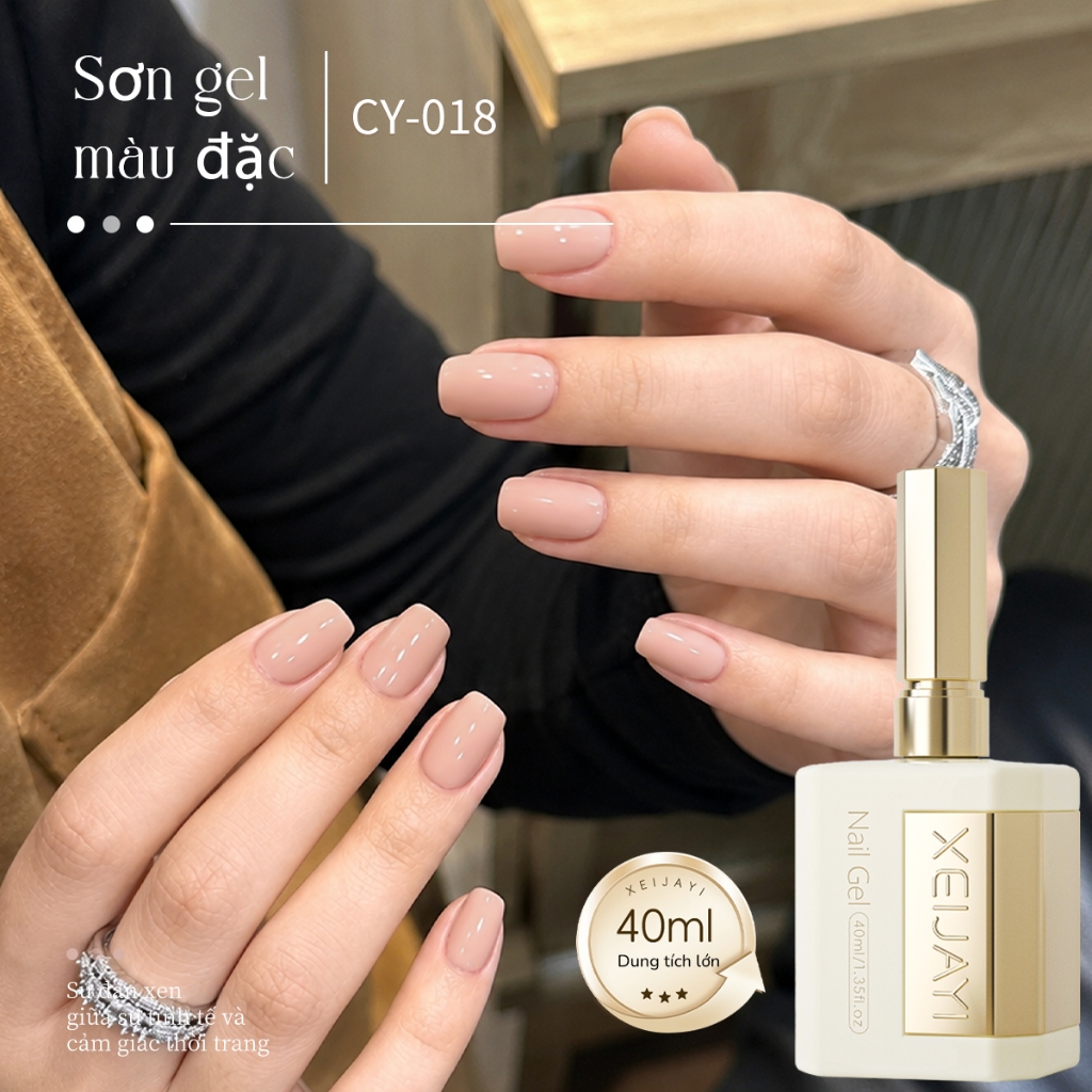 XEIJAYI 40ml - Sơn móng tay dạng gel màu hồng nude tông ấm, lâu trôi, phù hợp cho mọi mùa.