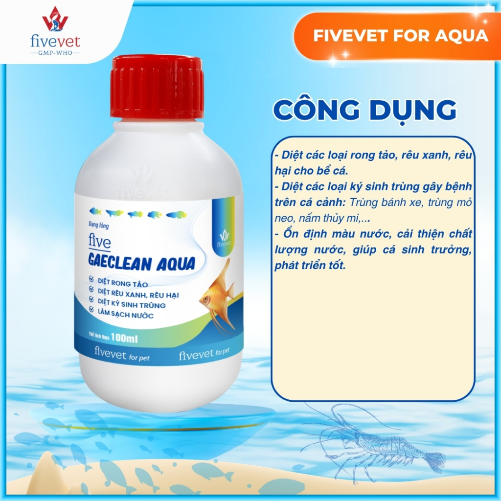 Dung Dịch Xử Lý Nước Hồ Cá Có Rêu Tảo FIVEVET – Five-Gaeclean Aqua (TS cảnh)