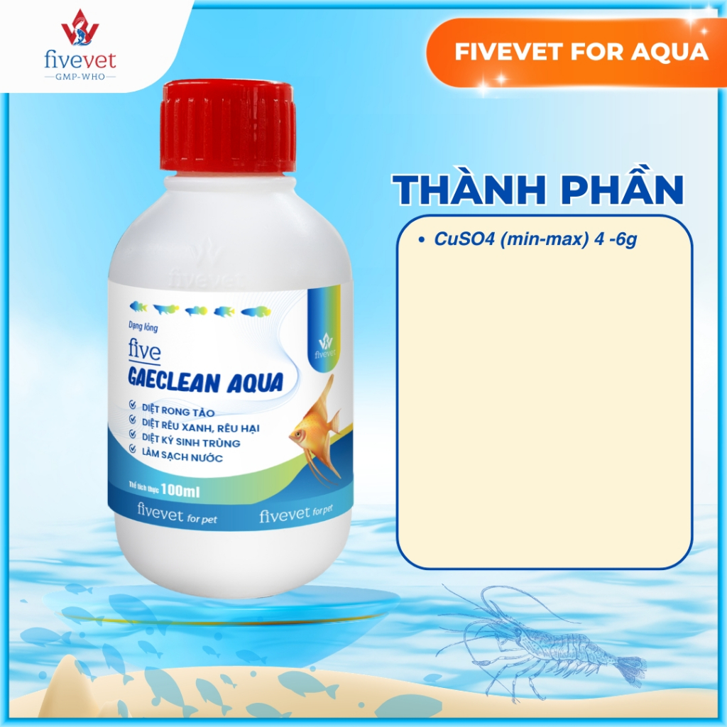Dung Dịch Xử Lý Nước Hồ Cá Có Rêu Tảo FIVEVET – Five-Gaeclean Aqua (TS cảnh)