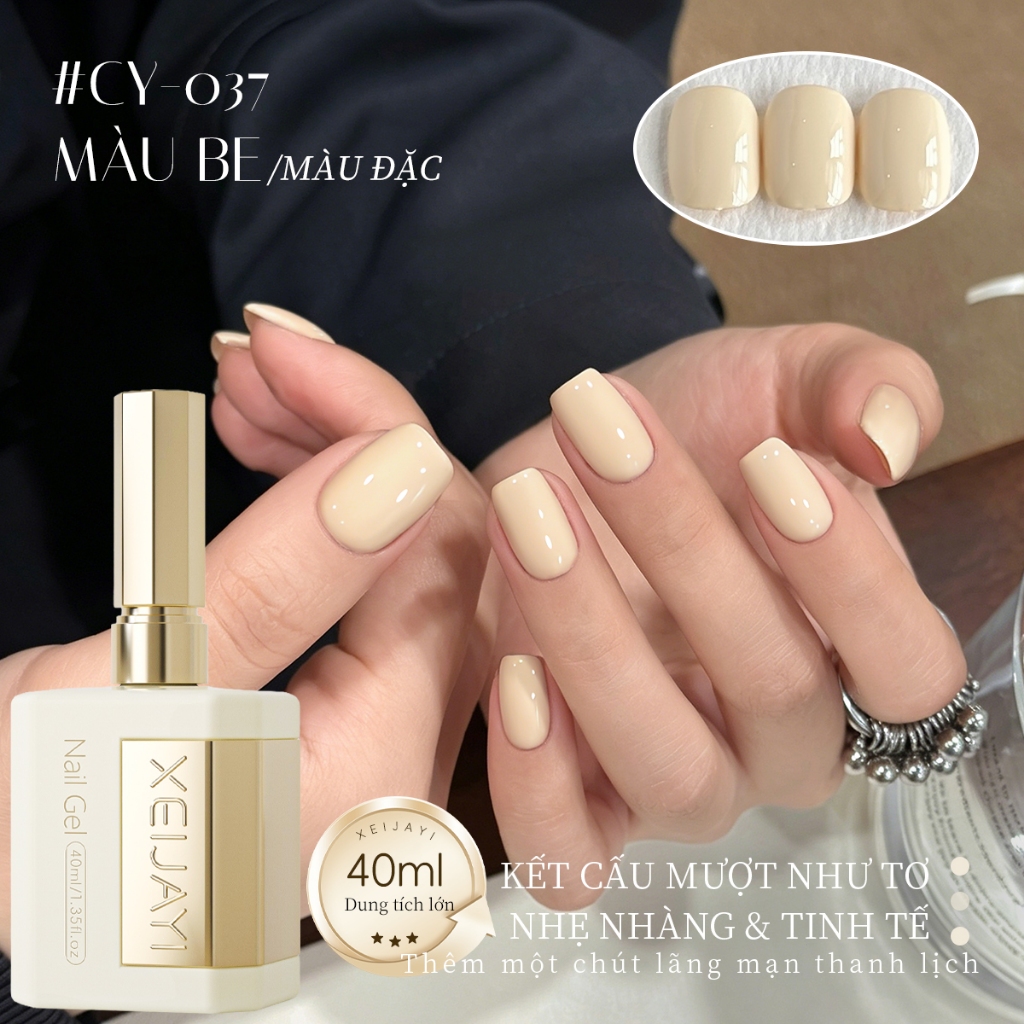 XEIJAYI 40ml - Sơn móng tay dạng gel màu mơ nhạt, độ bóng lâu trôi, thích hợp sử dụng hàng ngày.