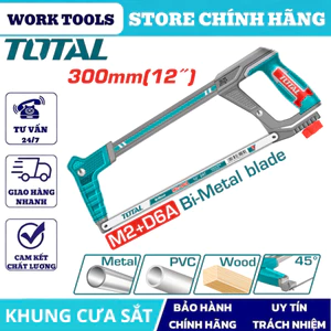 Khung cưa sắt TOTAL, thép cao cấp, cắt sắt – Inox – ống kim loại, dùng cho cơ khí – công trình DNTT