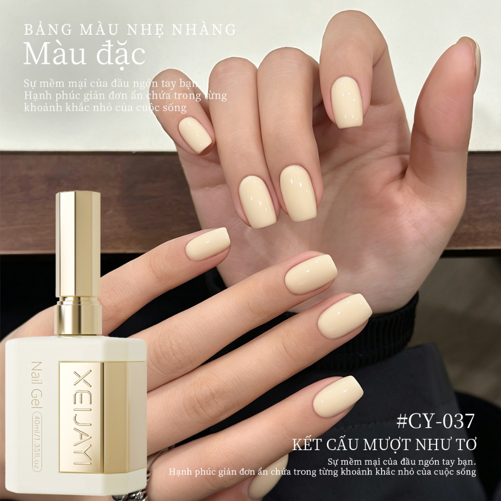 XEIJAYI 40ml - Sơn móng tay dạng gel màu mơ nhạt, độ bóng lâu trôi, thích hợp sử dụng hàng ngày.
