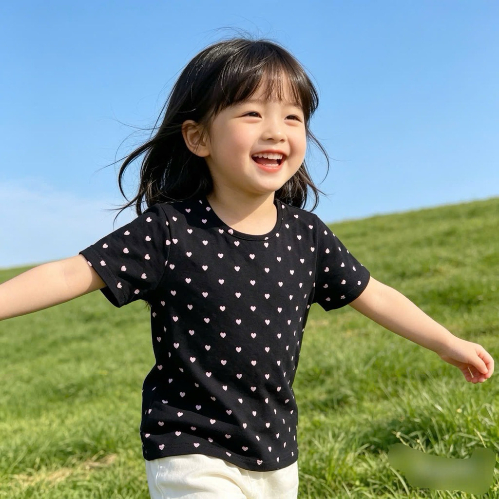 Áo thun cotton bé gái họa tiết A14 3 màu siêu xinh co giãn size 110-130 (18-24kg) thoáng mát