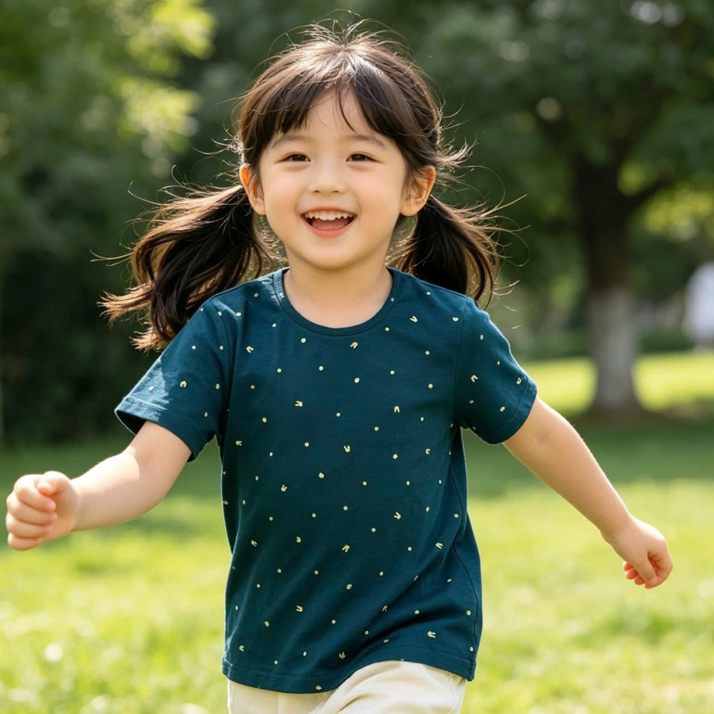 Áo thun cotton bé gái họa tiết A14 3 màu siêu xinh co giãn size 110-130 (18-24kg) thoáng mát