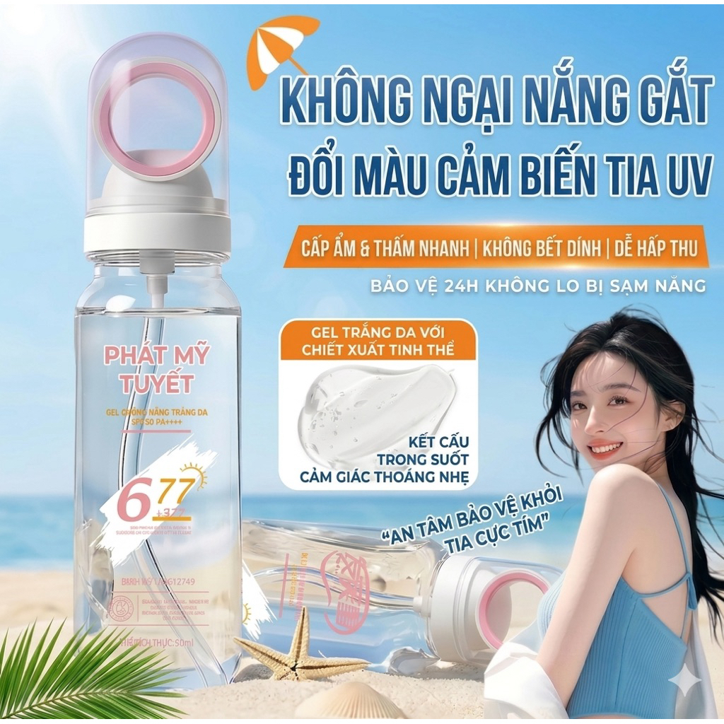 377/677 Kem Chống Nắng Dạng Xịt SPF 50+ PA+++ Dưỡng Da Trắng Chống Thấm Mồ Hôi Cho Hoạt Động Ngoài Trời