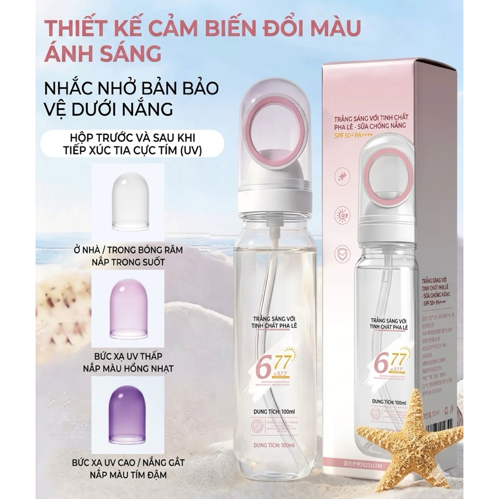 377/677 Kem Chống Nắng Dạng Xịt SPF 50+ PA+++ Dưỡng Da Trắng Chống Thấm Mồ Hôi Cho Hoạt Động Ngoài Trời