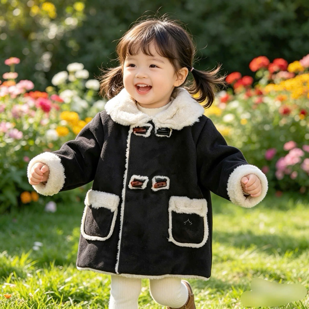 Áo khoác lót lông cừu TQXK siêu đẹp bé trai bé gái C6496 size 24M (12-14kg) ấm mềm mùa đông