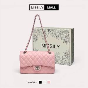 Túi xách nữ đeo vai,đeo chéo MISSILY chần trám da mềm, sz 22 (ms018)