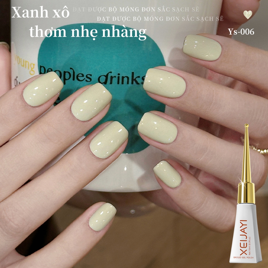 XEIJAYI 10ml - Sơn móng tay dạng gel màu be-xanh lá cây, bền màu và thích hợp để tự làm tại nhà.