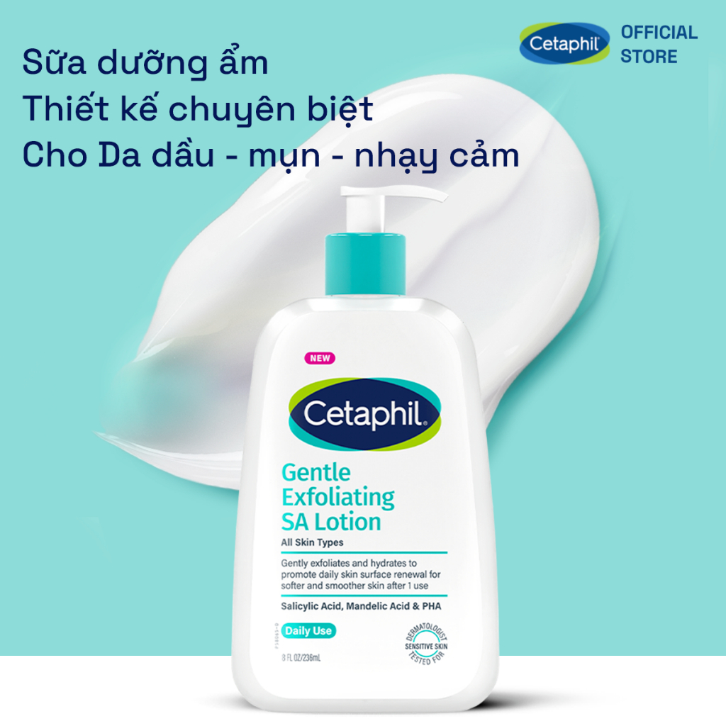 [MỚI] Sữa dưỡng ẩm tẩy tế bào chết cho da mặt và da body CETAPHIL GENTLE EXFOLIATING SA LOTION 236ml