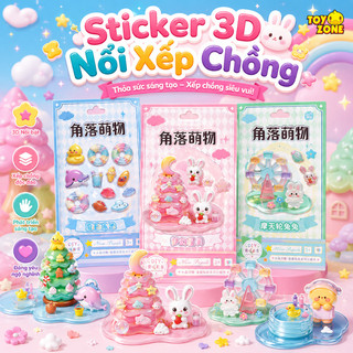 Sticker 3D Nổi Cute DIY - Hình Dán Xếp Chồng Trang Trí Sổ Tay, Nhật Ký, Album, Góc Học Tập Cho Bé