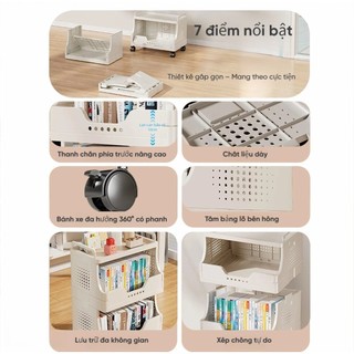 Xe Đẩy Nhựa Nhiều Tầng Bánh Xe 360° Dễ Lắp – Kệ Đựng Đồ Văn Phòng & Gia Đình