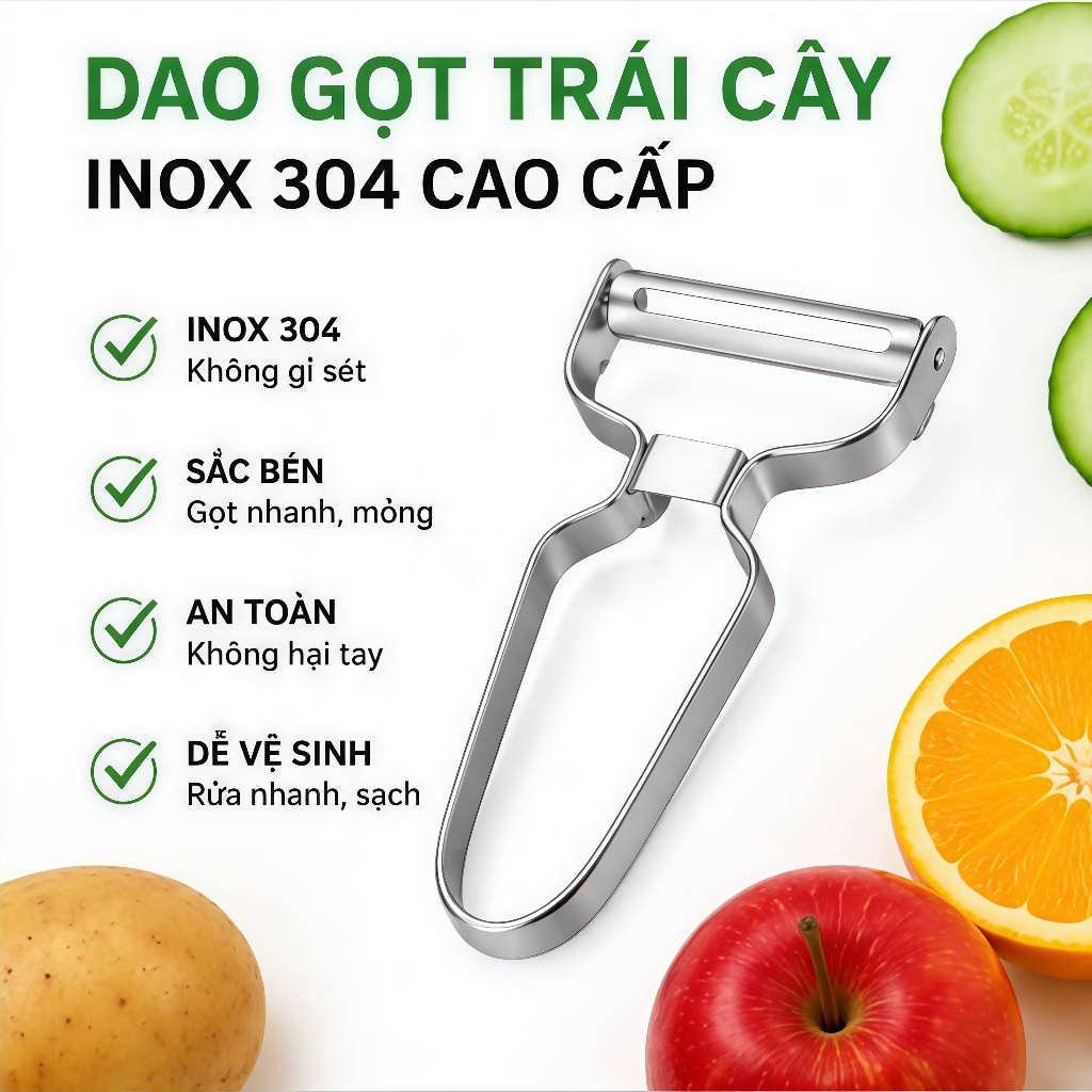 Dao Gọt Vỏ Trái Cây Rau Củ Inox 314 Cao Cấp, Siêu Sắc Bén, Bền Bỉ, Dụng Cụ Nhà Bếp Đa Năng