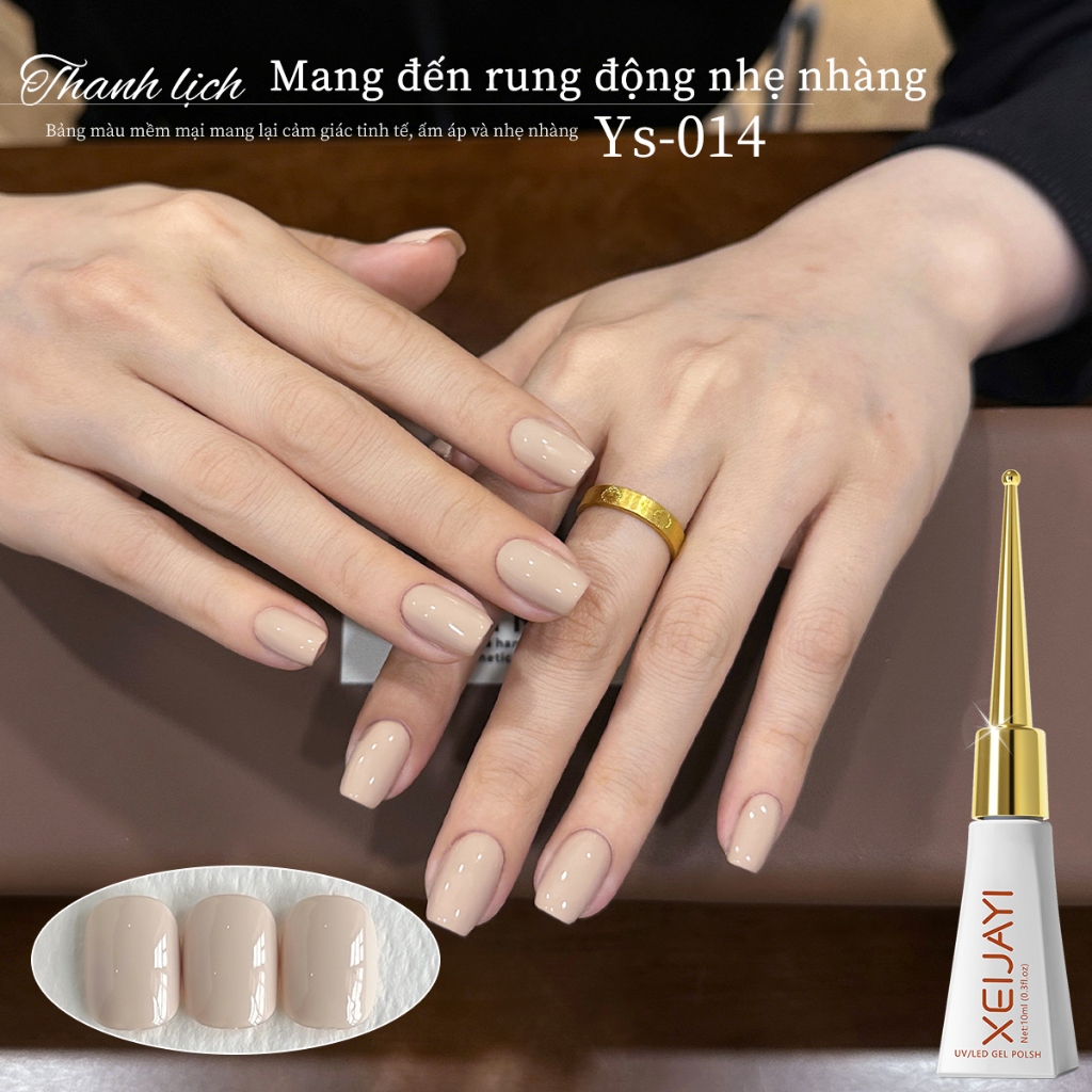 XEIJAYI 10ml - Sơn gel móng tay màu trà sữa nude. Độ bão hòa thấp, thích hợp cho các tiệm nail.