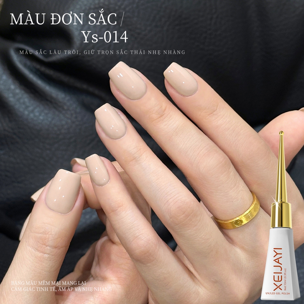 XEIJAYI 10ml - Sơn gel móng tay màu trà sữa nude. Độ bão hòa thấp, thích hợp cho các tiệm nail.