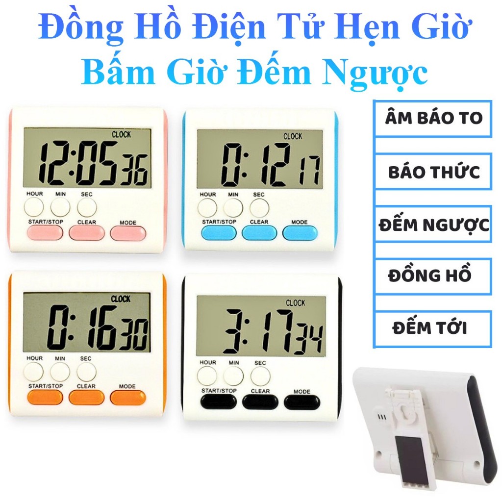 Đồng Hồ Điện Tử Hẹn Giờ, Bấm Giờ Đếm Ngược Nhiều Màu
