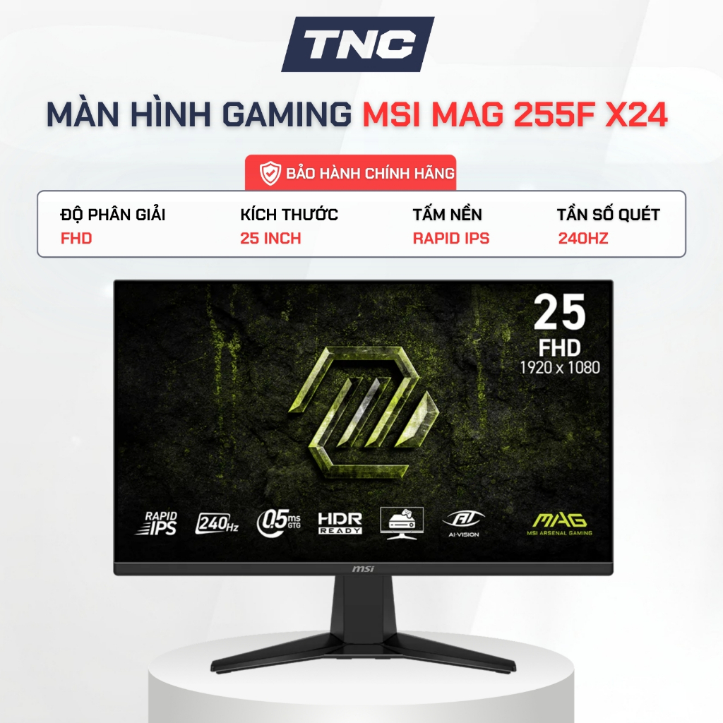 Màn Hình Gaming MSI MAG 255F X24 25 Inch/ Rapid IPS/ FHD/ 240Hz/ 0.5ms - Bảo Hành 3 Năm - TNC STORE | BigBuy360 - bigbuy360.vn