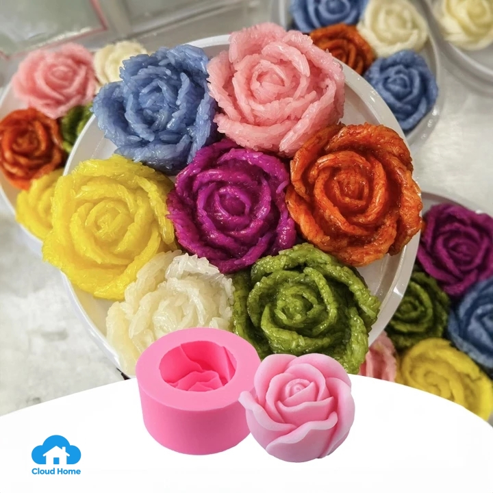 🌤️COD🌤️Khuôn Silicone Tạo Hình Hoa Hồng 3D Trang Trí Bánh-Tạo hình bánh, thạch rau câu, xôi, Khuôn silicon nến