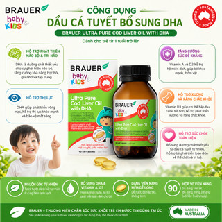 Dầu Cá Brauer Baby & Kids Ultra Pure Cod Liver Oil (12+ months) 90 Viên Maxwell