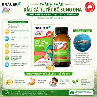 Dầu Cá Brauer Baby & Kids Ultra Pure Cod Liver Oil (12+ months) 90 Viên Maxwell