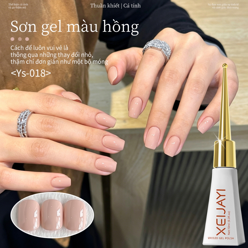 XEIJAYI 10ml-Sơn móng tay dạng gel màu hồng nude nhạt, độ bóng lâu trôi, thích hợp sử dụng hàng ngày