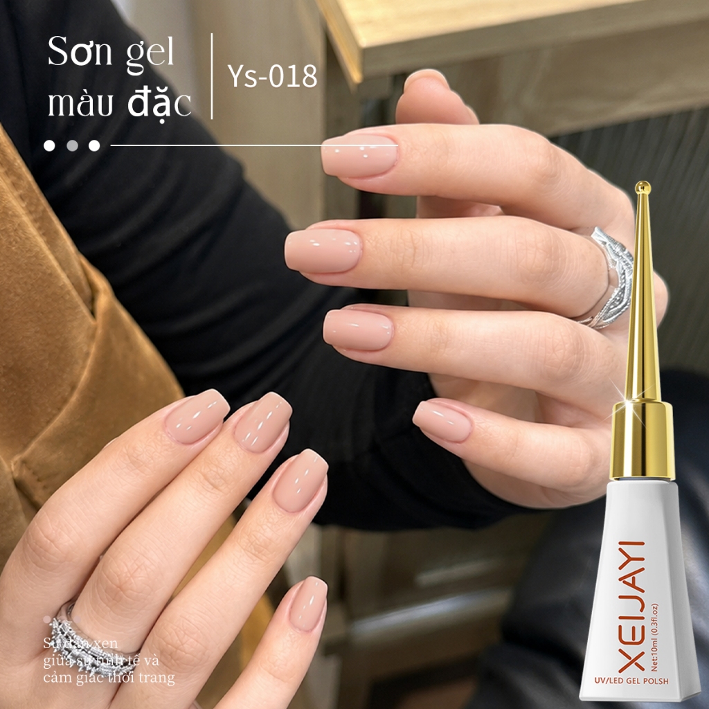 XEIJAYI 10ml-Sơn móng tay dạng gel màu hồng nude nhạt, độ bóng lâu trôi, thích hợp sử dụng hàng ngày