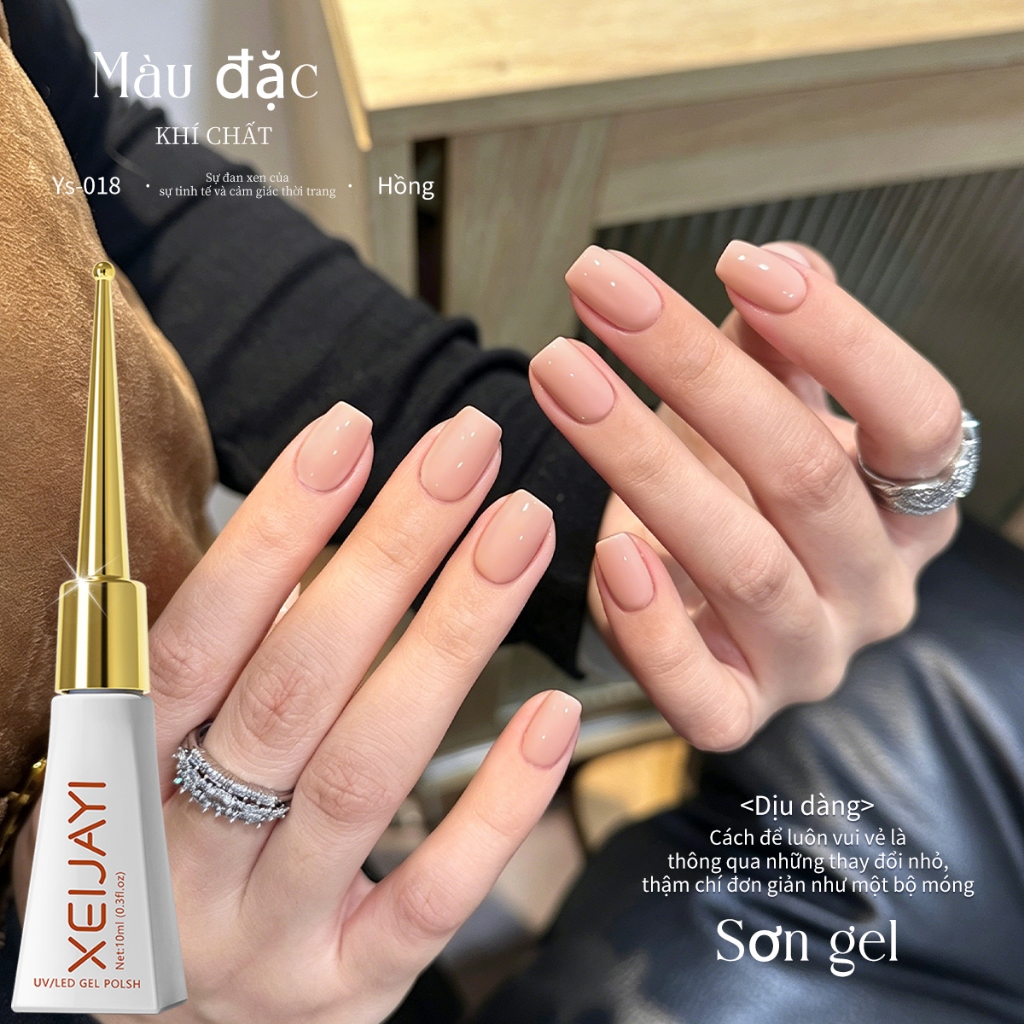 XEIJAYI 10ml-Sơn móng tay dạng gel màu hồng nude nhạt, độ bóng lâu trôi, thích hợp sử dụng hàng ngày