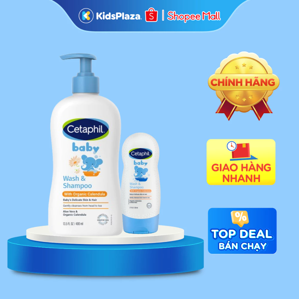 Sữa tắm gội Cetaphil 400ml dùng cho bé từ sơ sinh