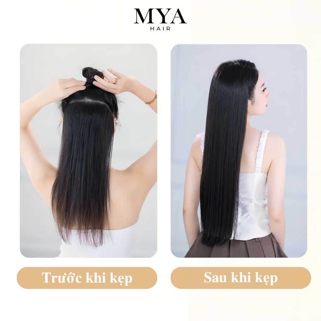 Bộ Tóc Kep 3 Phím MYA Thẳng 50 - 60cm, Tăng Độ Dày Tóc, Thoáng Khí, Nhẹ Đầu, Chụp Ảnh Kỷ Yếu
