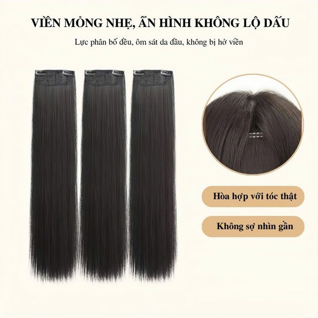 Bộ Tóc Kep 3 Phím MYA Thẳng 50 - 60cm, Tăng Độ Dày Tóc, Thoáng Khí, Nhẹ Đầu, Chụp Ảnh Kỷ Yếu