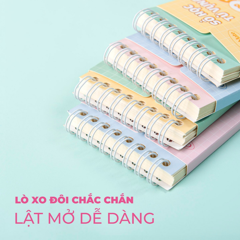 Sổ Tay Học Từ Vựng 100GSM A7 100 Trang Tráng Keo Chống Thấm, Sổ Từ Mới Lò Xo, Sổ Từ Vựng Học Ngôn Ngữ Mới, Sổ Ghi Nhớ