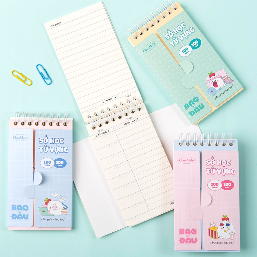 Sổ Tay Học Từ Vựng 100GSM A7 100 Trang Tráng Keo Chống Thấm, Sổ Từ Mới Lò Xo, Sổ Từ Vựng Học Ngôn Ngữ Mới, Sổ Ghi Nhớ