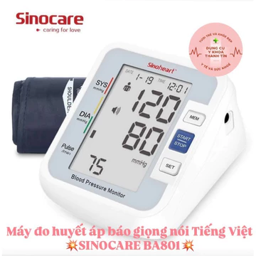 Máy đo huyết áp Sinocare BA - 801, có giọng nói, dễ sử dụng tại nhà.