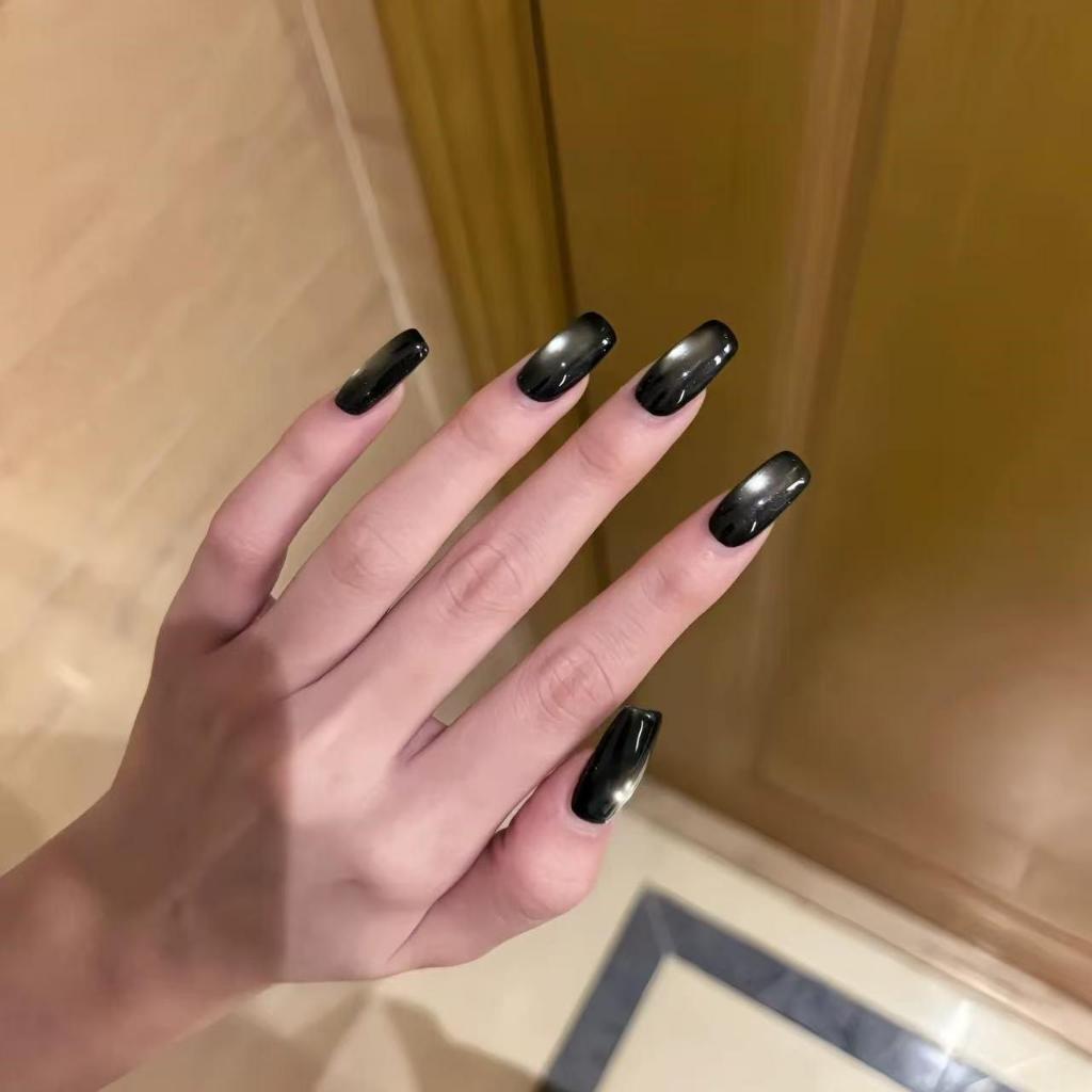 Sơn gel Rouni mắt mèo phiên bản mới cao cấp, tôn da, màu đen xám, hạt thuỷ tinh mắt mèo ánh trắng