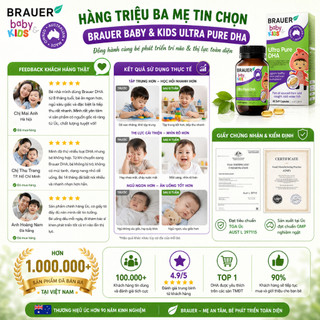 Viên uống DHA cho trẻ từ 7 tháng Brauer Baby & Kids Ultra Pure hỗ trợ phát triển não bộ hộp 60 viên