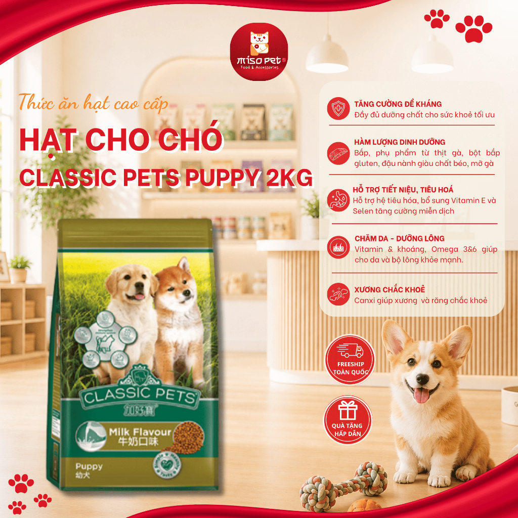 Thức Ăn Cho Chó Classic Pets Hạt Cho Chó Con - Hương Vị Sữa Gói 2kg ...