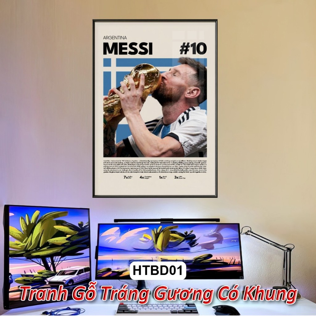 Tranh Treo Tường Poster Huyền Thoại Bóng Đá Phong Cách Vintage Tráng Gương Khung Composite Decor Treo Tường, Trang Trí