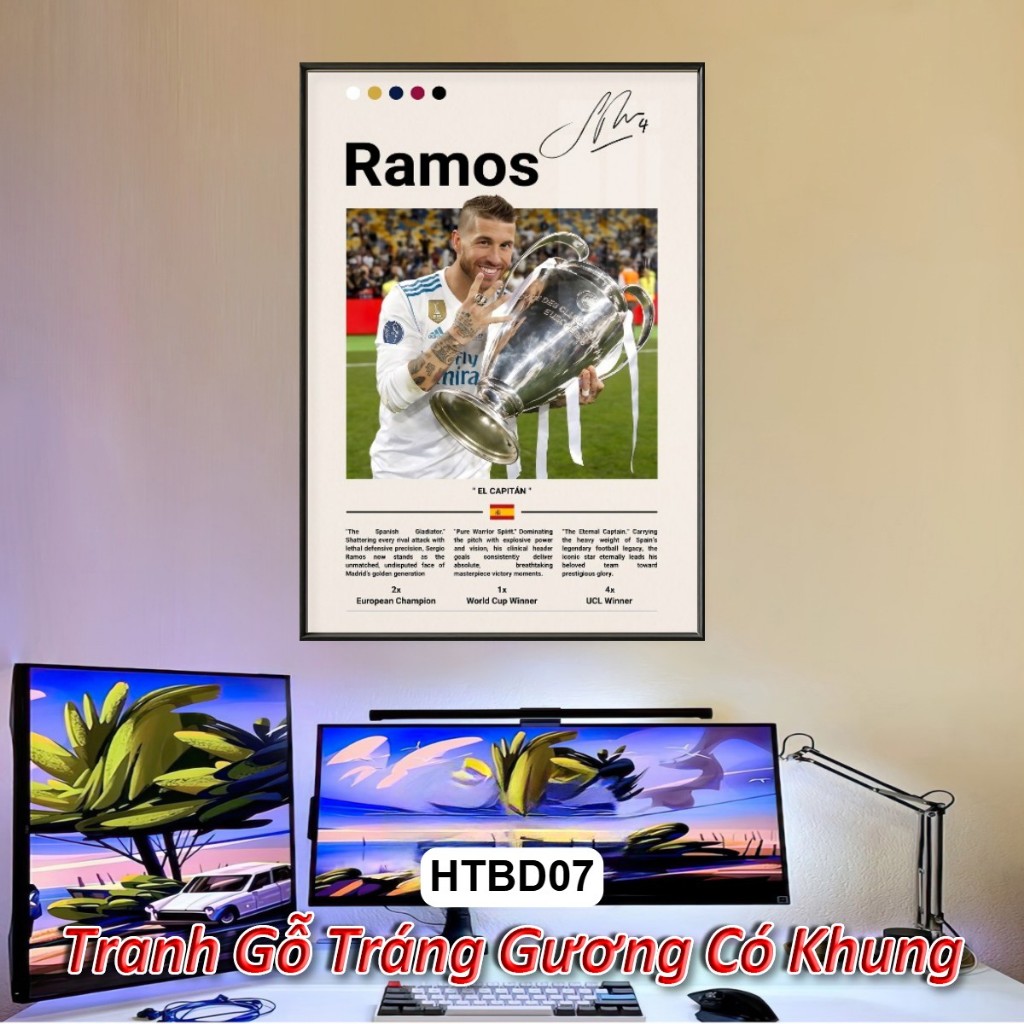 Tranh Treo Tường Poster Huyền Thoại Bóng Đá Phong Cách Vintage Tráng Gương Khung Composite Decor Treo Tường, Trang Trí
