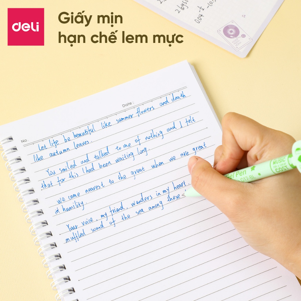 Sổ lò xo 60 tờ nhiều màu Deli- Sổ A5 120 trang giấy kẻ ngang pastel cho học sinh sinh viên văn phòng