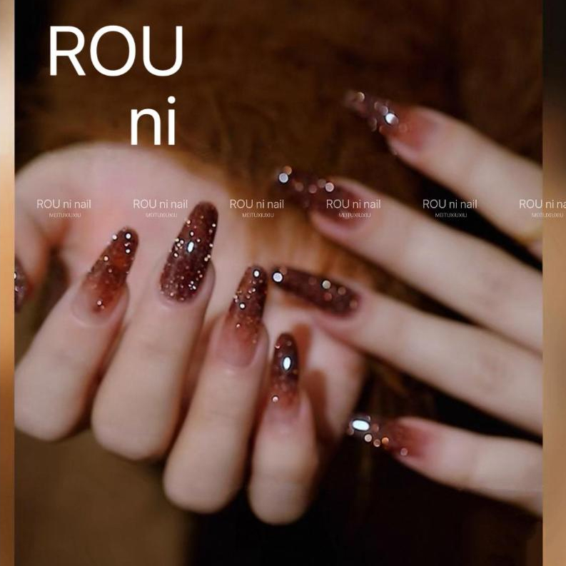ROUni sơn Red Brown Diamond tone đỏ nâu sơn gel nhũ flash đỏ tôn da nâu cà phê thu đông hot trend