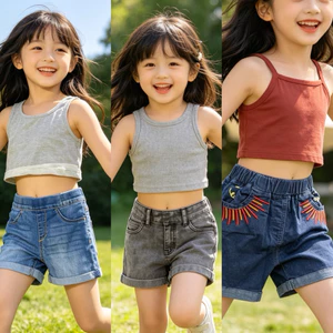 Quần Ngắn Jean Bé Gái Co Giãn Xuất Dư Xịn Mềm Mặc Thoải Mái Size 2-11Y (11-35kg) E0377 E1660 E0301 E1650