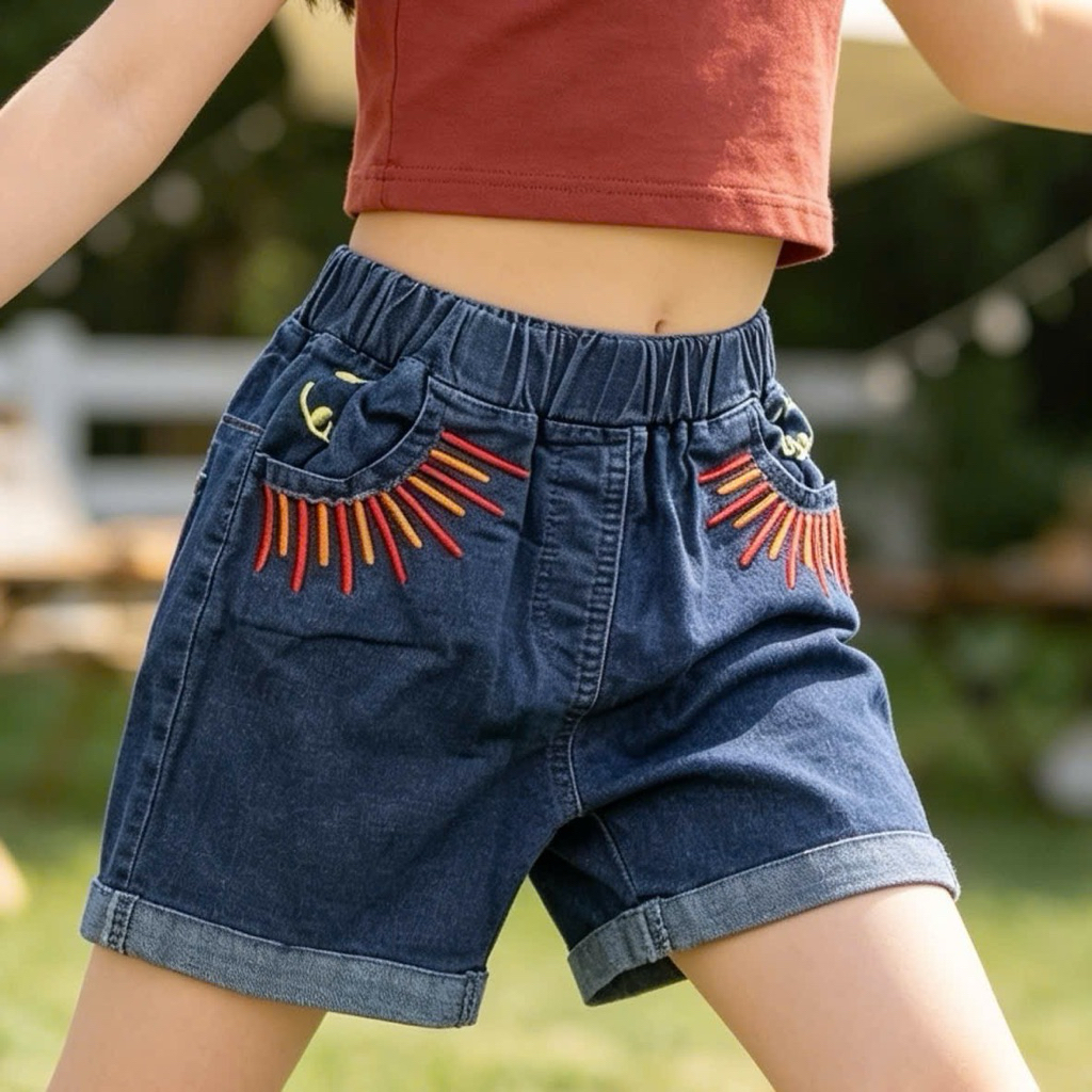 Quần Ngắn Jean Bé Gái Co Giãn Xuất Dư Xịn Mềm Mặc Thoải Mái Size 2-11Y (11-35kg) E0377 E1660 E0301 E1650