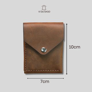 Ví Nam Mini Pocket Da Bò Sáp, May Tay Thủ Công , Thiết Kế Nhỏ 7x10cm - SG08