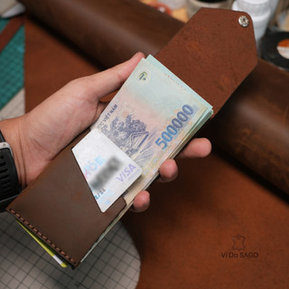 Ví Nam Mini Pocket Da Bò Sáp, May Tay Thủ Công , Thiết Kế Nhỏ 7x10cm - SG08