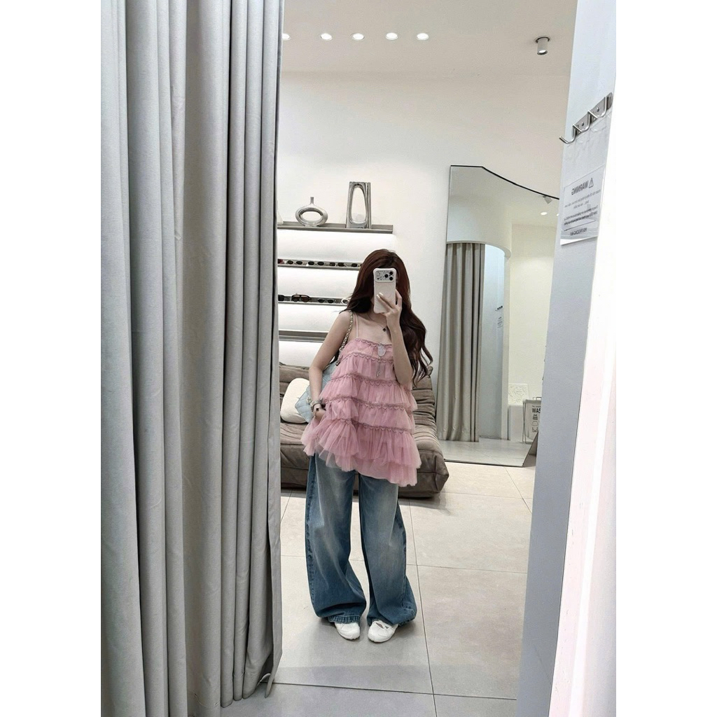 Áo 2 dây babydoll bèo tầng mai phương bùi