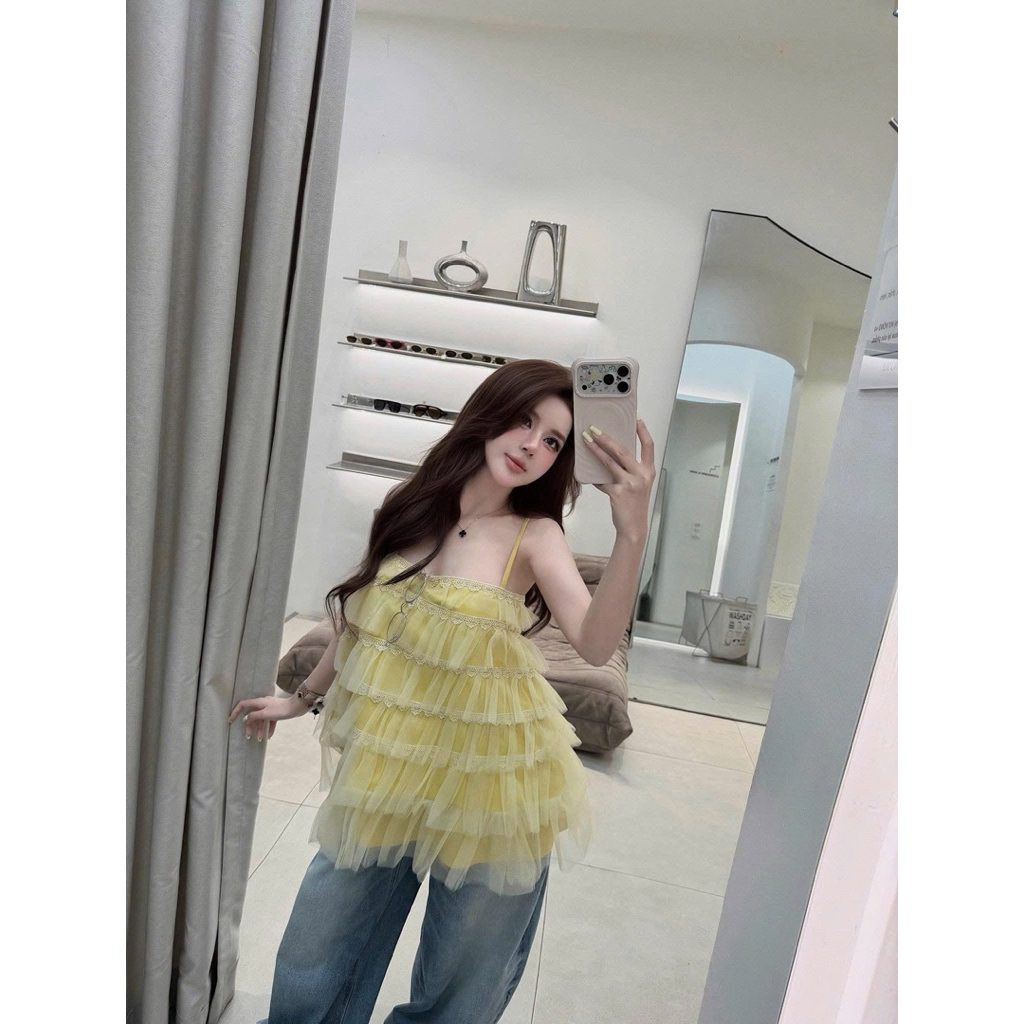 Áo 2 dây babydoll bèo tầng mai phương bùi