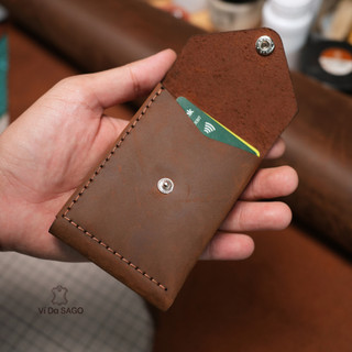 Ví Nam Mini Pocket Da Bò Sáp, May Tay Thủ Công , Thiết Kế Nhỏ 7x10cm - SG08