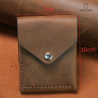 Ví Nam Mini Pocket Da Bò Sáp, May Tay Thủ Công , Thiết Kế Nhỏ 7x10cm - SG08